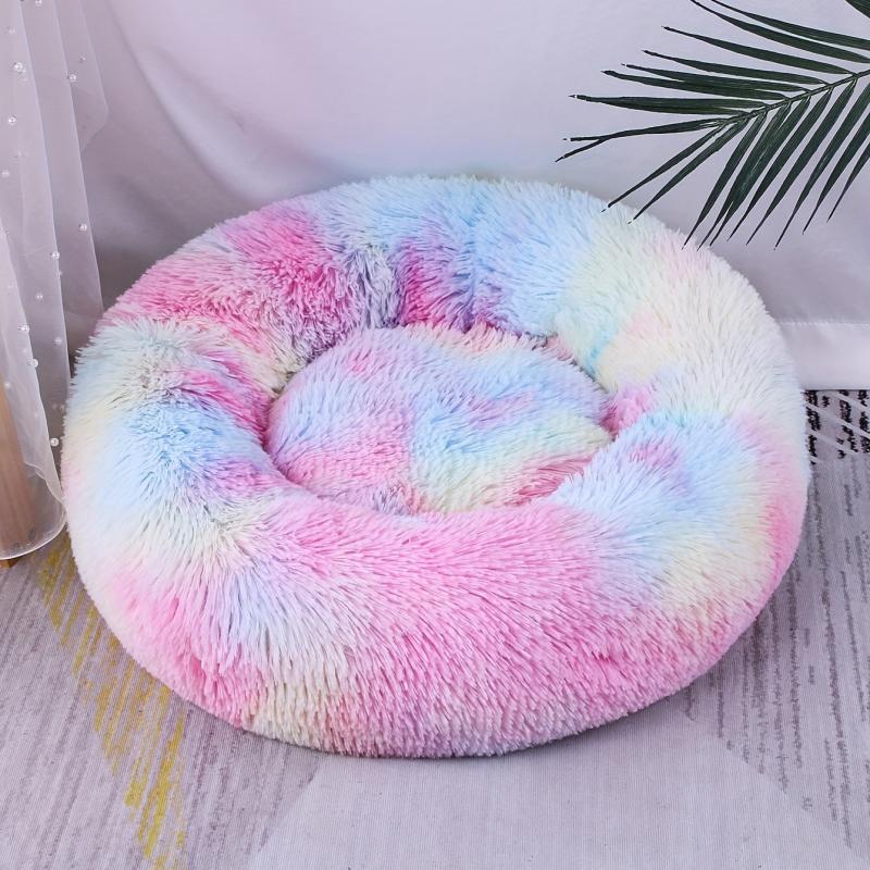 Colorful Fade Plush Pet Nest Mat Round Cat Nest