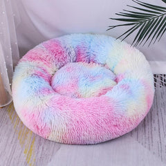 Colorful Fade Plush Pet Nest Mat Round Cat Nest