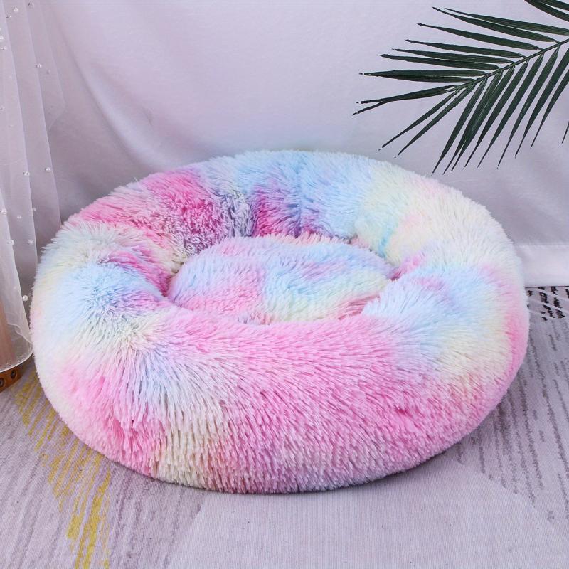 Colorful Fade Plush Pet Nest Mat Round Cat Nest