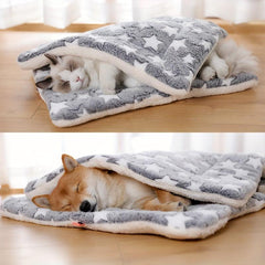 Soft Flannel Pet Cushion Mat For Cat Sleeping Warm Plush Cat Bed Mat