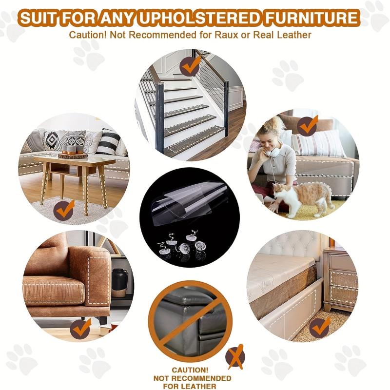 10pcs Cat Scratch Furniture Protector Clear Deterrent Tape