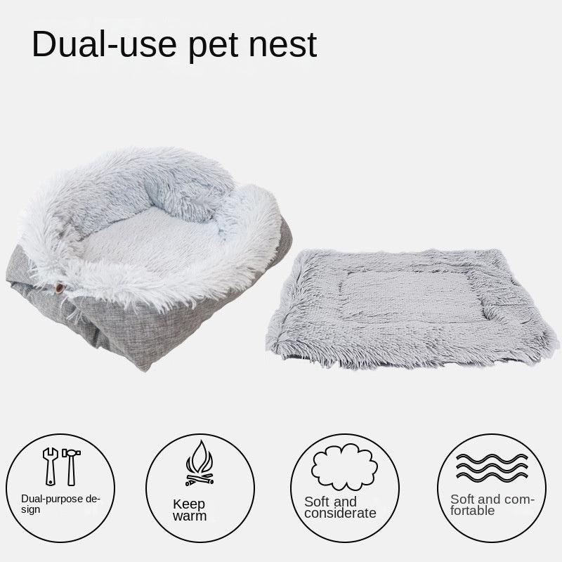 Plush Cat Bed Warm Cat Mat Dual purpose Folding Cat Mattress