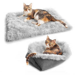 Plush Cat Bed Warm Cat Mat Dual purpose Folding Cat Mattress
