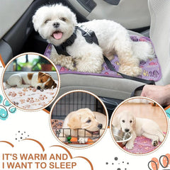 1pc Pet Cage Mat Dog Blanket Paw Print Fleece Blanket Warm Soft Sleeping Mat