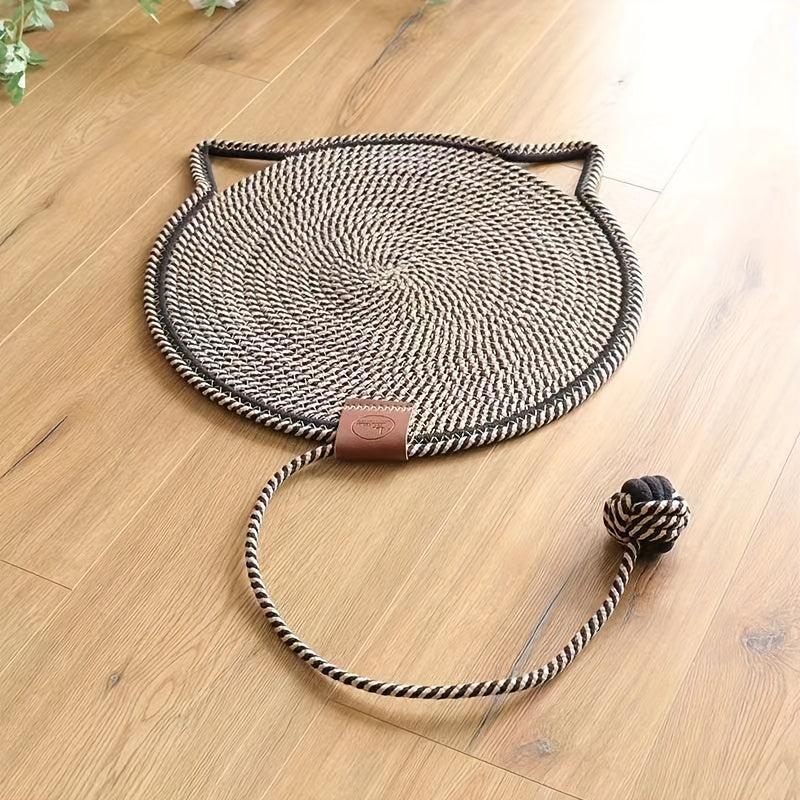Woven Rope Cat Scratching Pad with Toy Ball