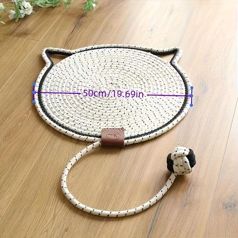 Woven Rope Cat Scratching Pad with Toy Ball