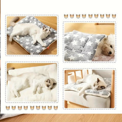 Thickened Pet Plush Mat Cat Sleeping Mat Reversible Fleece Dog Blanket Mat