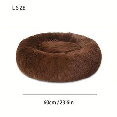 Round Plush Dog Nest Soft Calming Cushion Bed Cozy Donut Shape Pet Supplies
