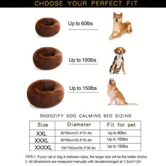 Round Plush Dog Nest Soft Calming Cushion Bed Cozy Donut Shape Pet Supplies
