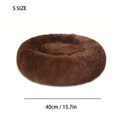 Round Plush Dog Nest Soft Calming Cushion Bed Cozy Donut Shape Pet Supplies