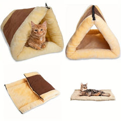 2 in 1 Fleece Tunnel Tube Cave Cat Bed