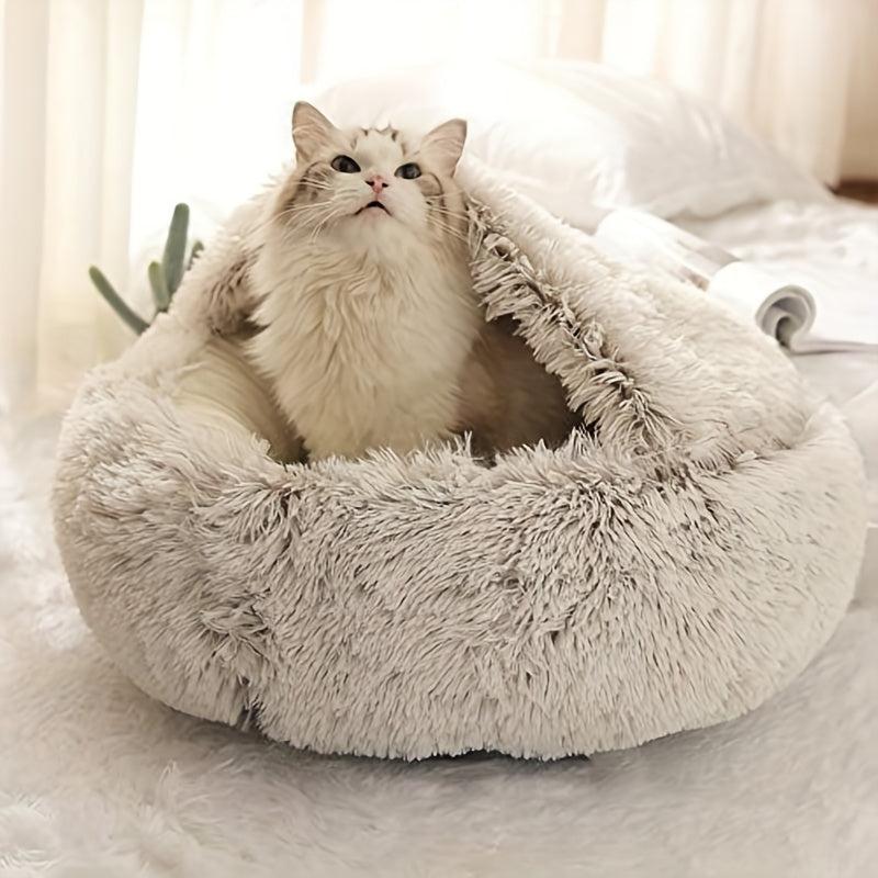 Plush Donut Cat Bed Cozy Pet Tent & Sleeping Mat