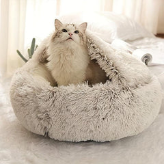 Plush Donut Cat Bed Cozy Pet Tent & Sleeping Mat