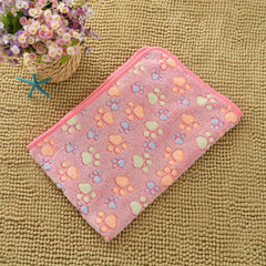 Coral Fleece Pet Blanket with Paw Pattern for Dogs and Cats