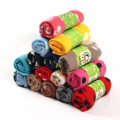 3pcs Pet Blanket Paw Print Warm Dog Cat Fleece Blankets
