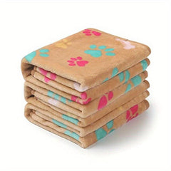 Fluffy Fleece Pet Blanket Paw Bone Printed Throw for Dog Cat