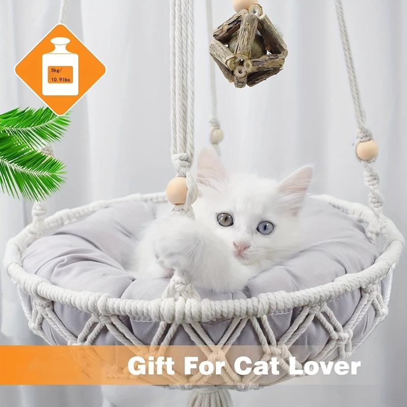 Cozy Cat Hammock Woven Wall Hanging Basket for Small Pets