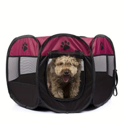 Portable Foldable Pet Playpen with Mesh Window