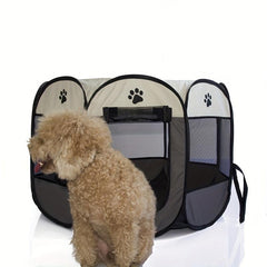 Portable Foldable Pet Playpen with Mesh Window