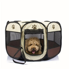Portable Foldable Pet Playpen with Mesh Window