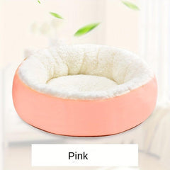 Round Plush Cat & Dog Bed 30/40/50cm, Warm Pet Bed
