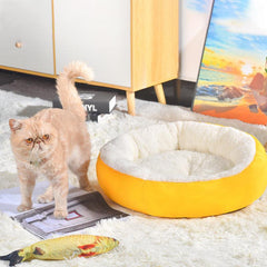 Round Plush Cat & Dog Bed 30/40/50cm, Warm Pet Bed