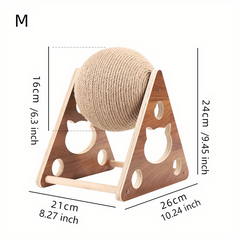 Durable Cat Toys Wooden Scratching Board Ball Rope Climbing Frame