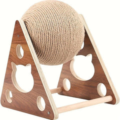 Durable Cat Toys Wooden Scratching Board Ball Rope Climbing Frame