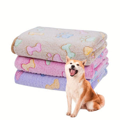 Cartoon Bone Print Pet Blanket Soft Warm Cat Blanket