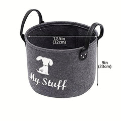 Felt Pet Baskets Cat Toy Basket With Wooden Handle