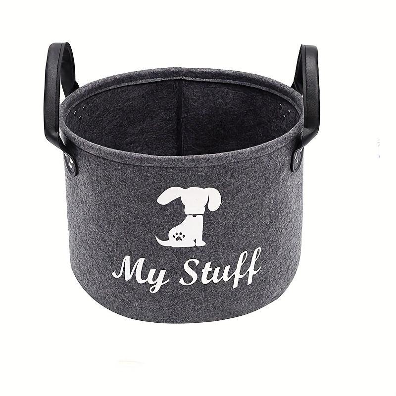 Felt Pet Baskets Cat Toy Basket With Wooden Handle