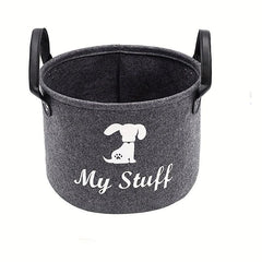 Felt Pet Baskets Cat Toy Basket With Wooden Handle