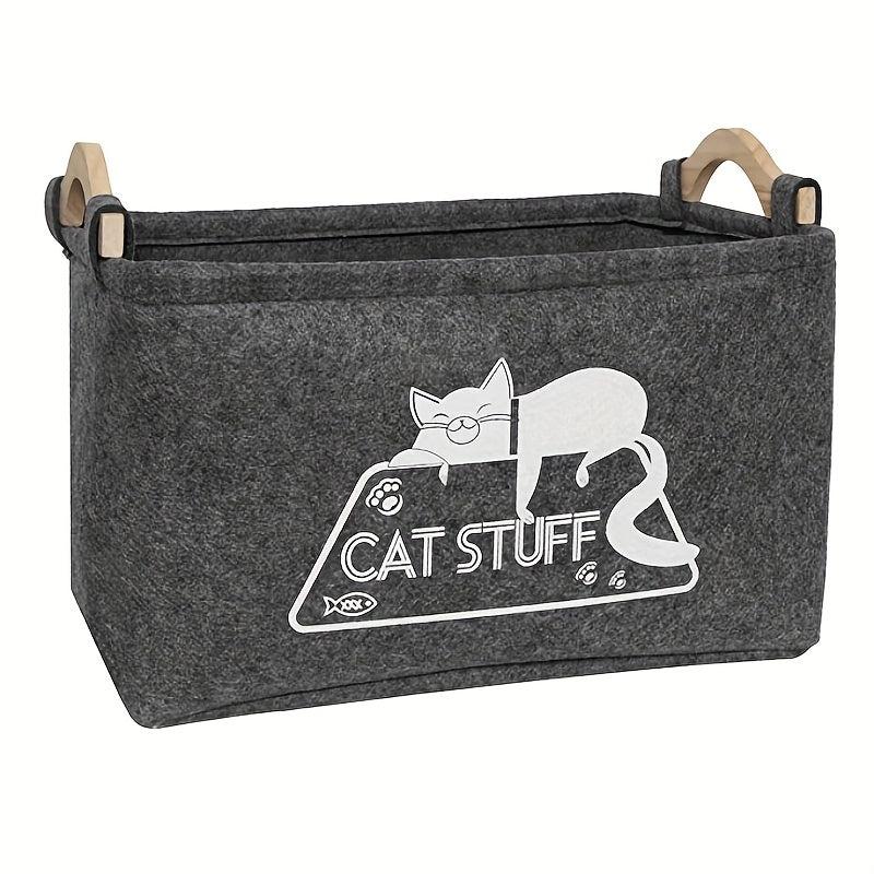Felt Pet Baskets Cat Toy Basket With Wooden Handle