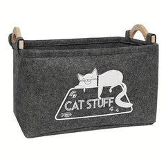 Felt Pet Baskets Cat Toy Basket With Wooden Handle