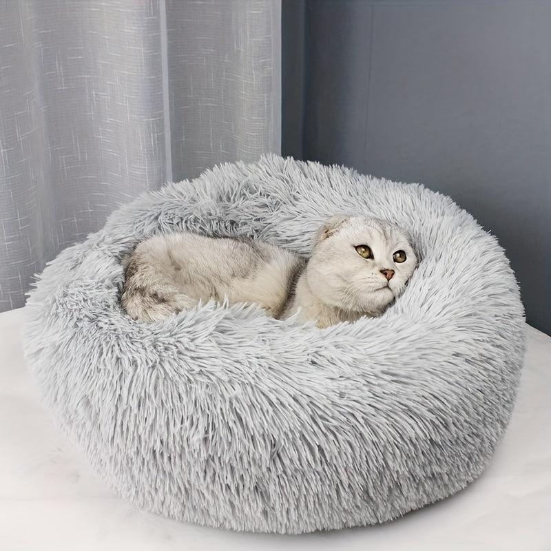 Soft Plush Round Pet Bed For Cats Or Small Dogs Cat Bed Self Warming
