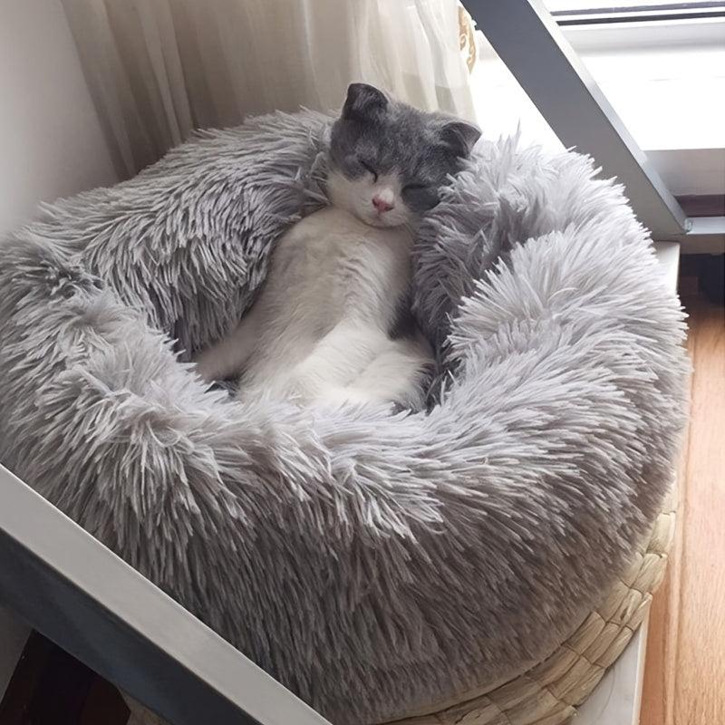 Soft Plush Round Pet Bed For Cats Or Small Dogs Cat Bed Self Warming