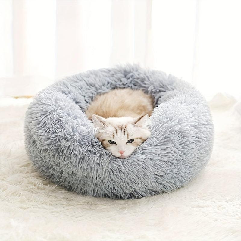 Soft Plush Round Pet Bed For Cats Or Small Dogs Cat Bed Self Warming