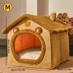 Cozy Pet Bed House Removable Washable Winter Warmth for Pets Soft and Comfortabl