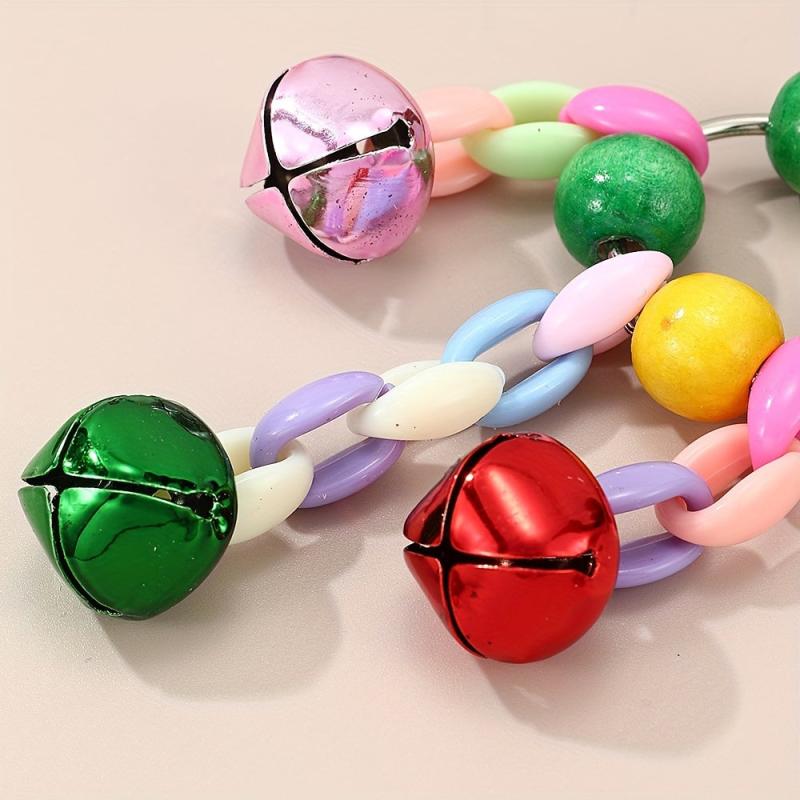 Colorful Bird Bell Toy for Parrot Cage Hanging Accessory