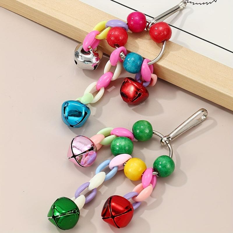 Colorful Bird Bell Toy for Parrot Cage Hanging Accessory