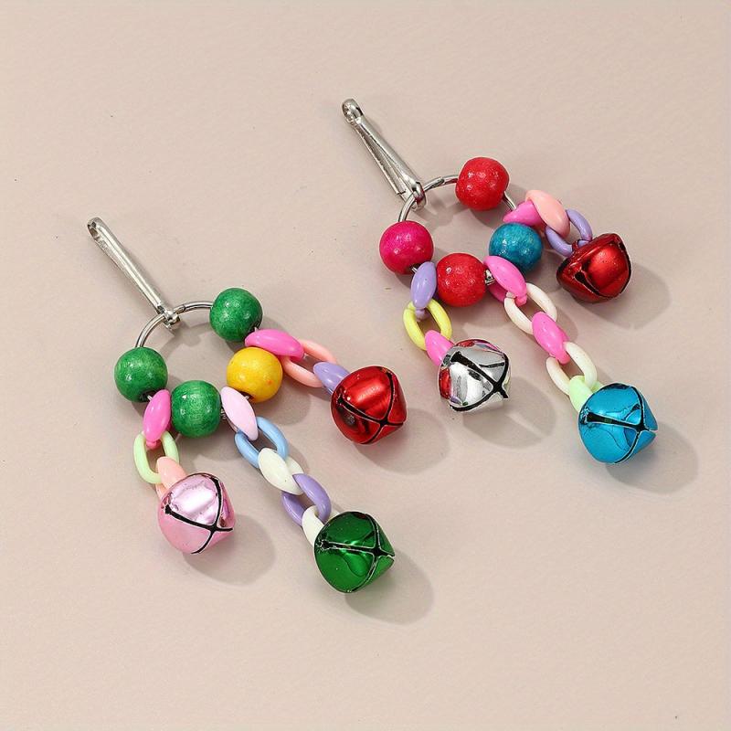 Colorful Bird Bell Toy for Parrot Cage Hanging Accessory