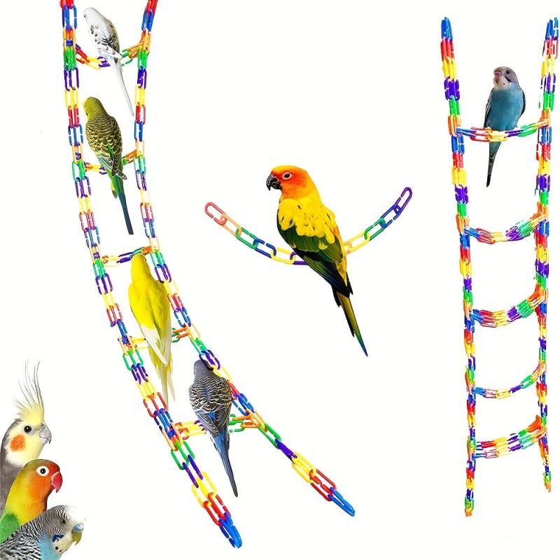 100pcs Rainbow C clips Chain Hook Plastic Chain Link Toy for Parakeets Small Pet