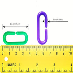 100pcs Rainbow C clips Chain Hook Plastic Chain Link Toy for Parakeets Small Pet