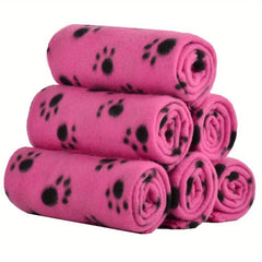 6 Pack Warm Paw Print Dog Blanket Bed Covers