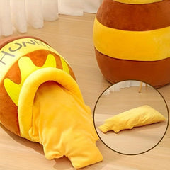 Plush Cat Nest Honey Pot Cat Bed Semi-Enclosed Soft Pet Cave Nest