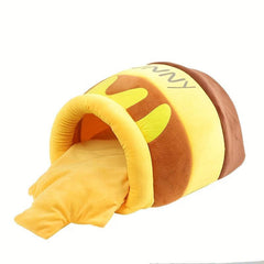 Plush Cat Nest Honey Pot Cat Bed Semi-Enclosed Soft Pet Cave Nest
