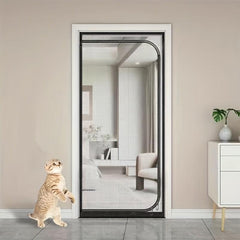 Anti Cat Door Curtain Magic Sticker Gauze Screen Double Zipper