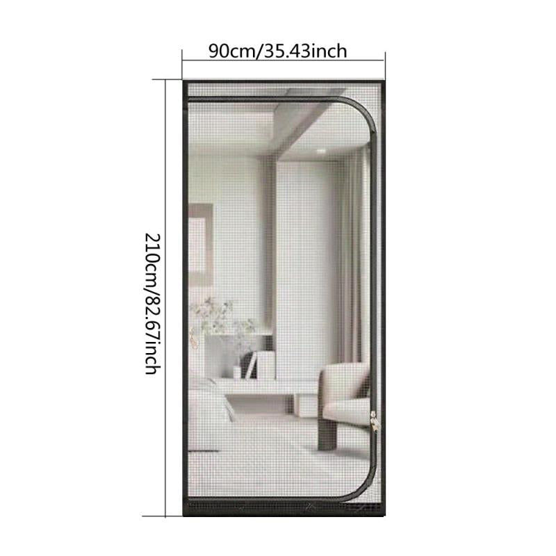 Anti Cat Door Curtain Magic Sticker Gauze Screen Double Zipper