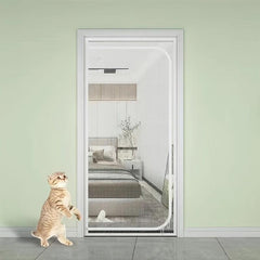 Anti Cat Door Curtain Magic Sticker Gauze Screen Double Zipper