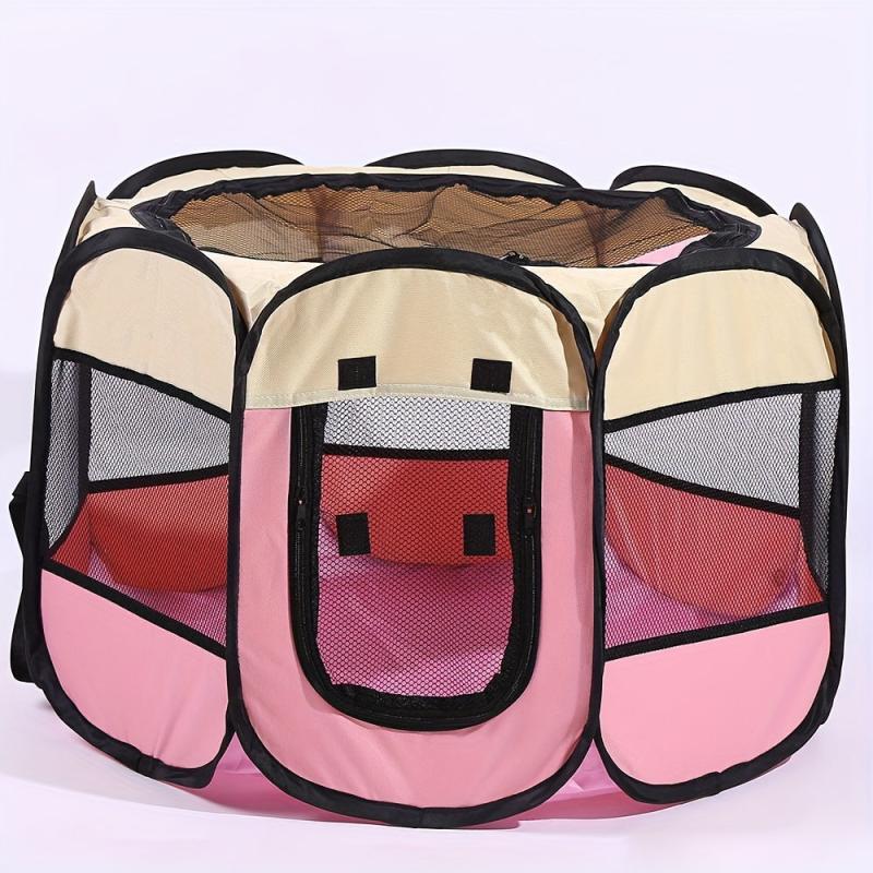 Foldable Pet Playpen w/ Breathable Mesh Window - Indoor/Outdoor